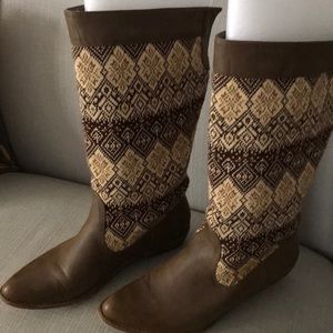 Leather & knit boots